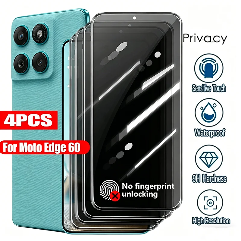 

4 Pieces for Motorola Edge 50 Pro/Fusion/Ultra Privacy Screen Protector - Oleophobic Layer, 9H Hardness,ti-Scratch,Full Coverage