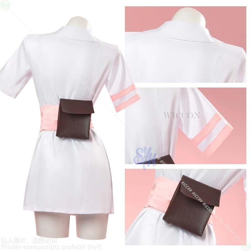 أنيمي لعبة Nohara Rin تأثيري الحلو ممرضة زي Kawaii مثير فستان قصير الوردي الأبيض لوليتا جوارب لطيف حفلة الهالوين كوس