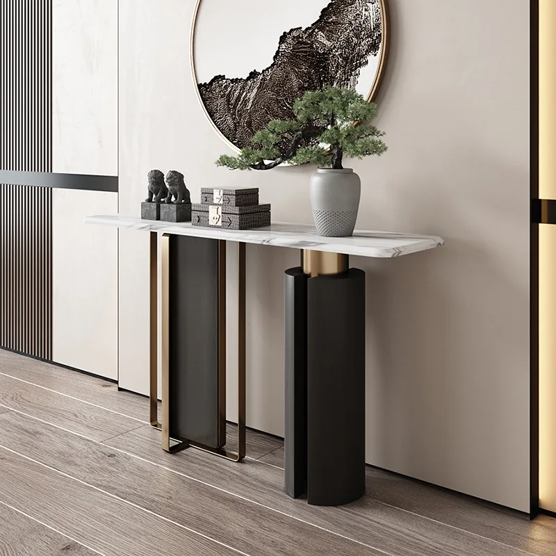 طاولة مدخل حديثة مقابل الحائط، طاولة مدخل فاخرة خفيفة للغاية، خزانة مدخل، حافظة شريطية لغرفة المعيشة، رؤية الباب