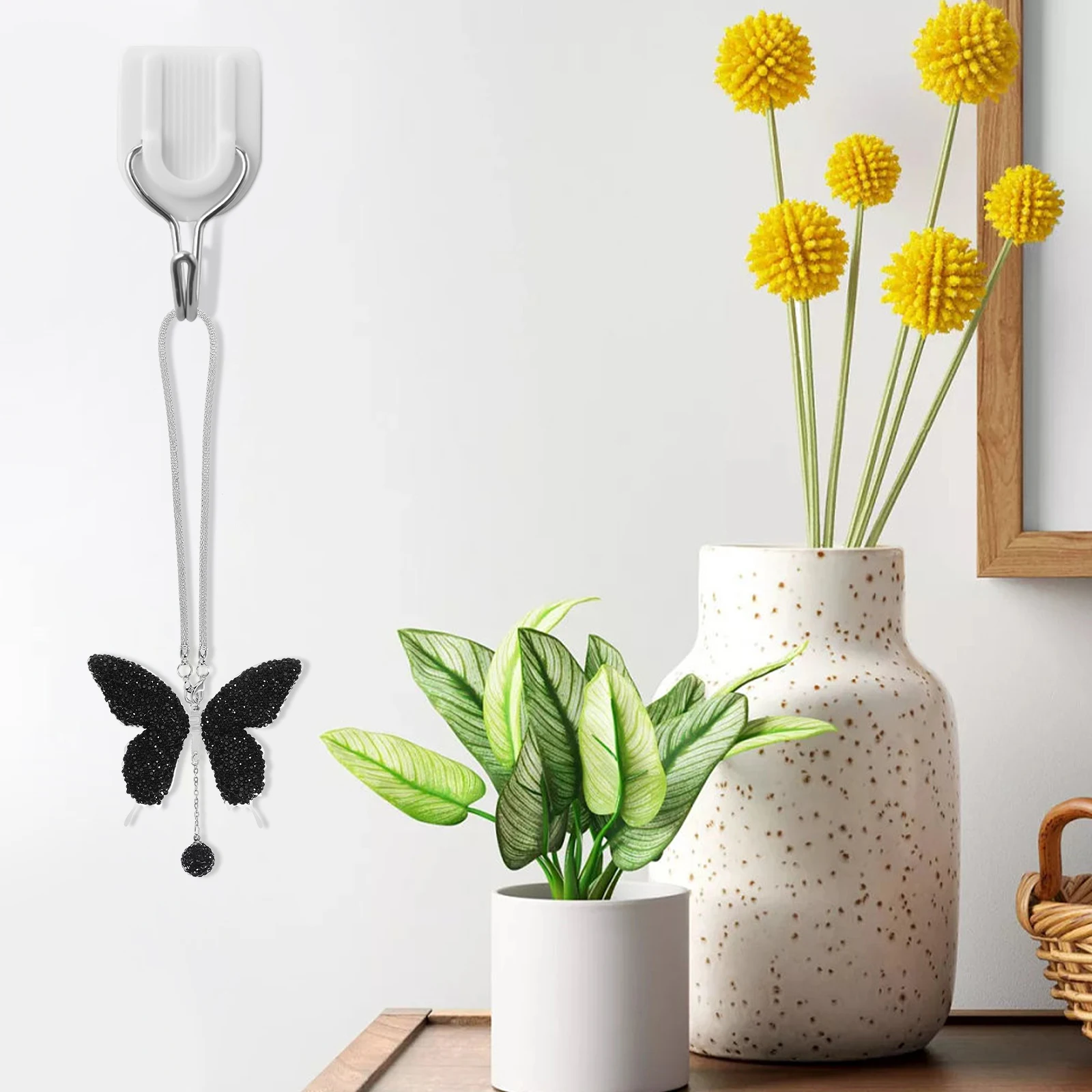 

Rhinestone Butterfly Car Pendant Sparkling Bling Mirror Hanging Ornament Car Interior Decoration Rear View Charm