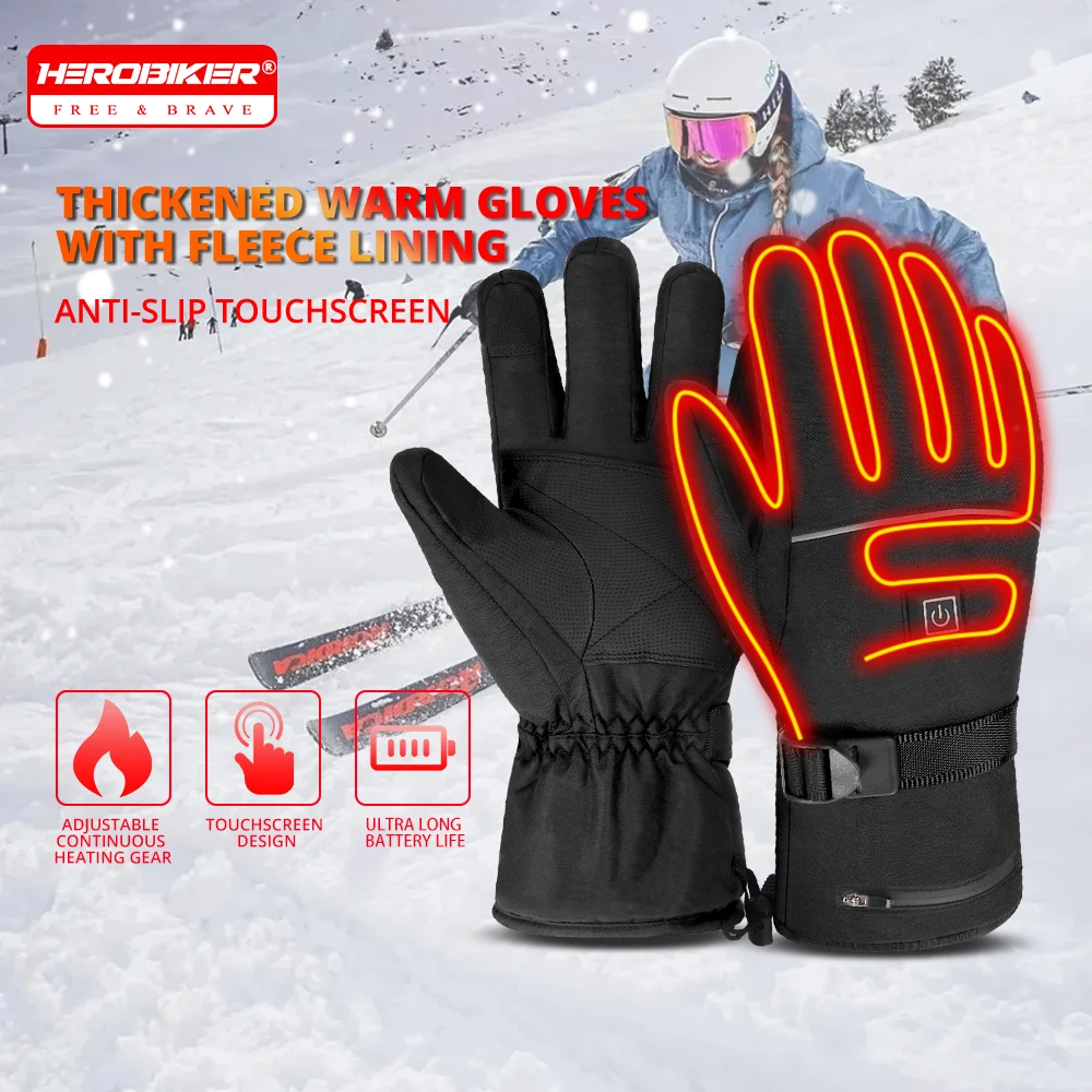 

Electric Heated Gloves Winter Skiing Heated Gloves Moto Warm Waterproof Motorcycle Riding Self Heating Gloves
