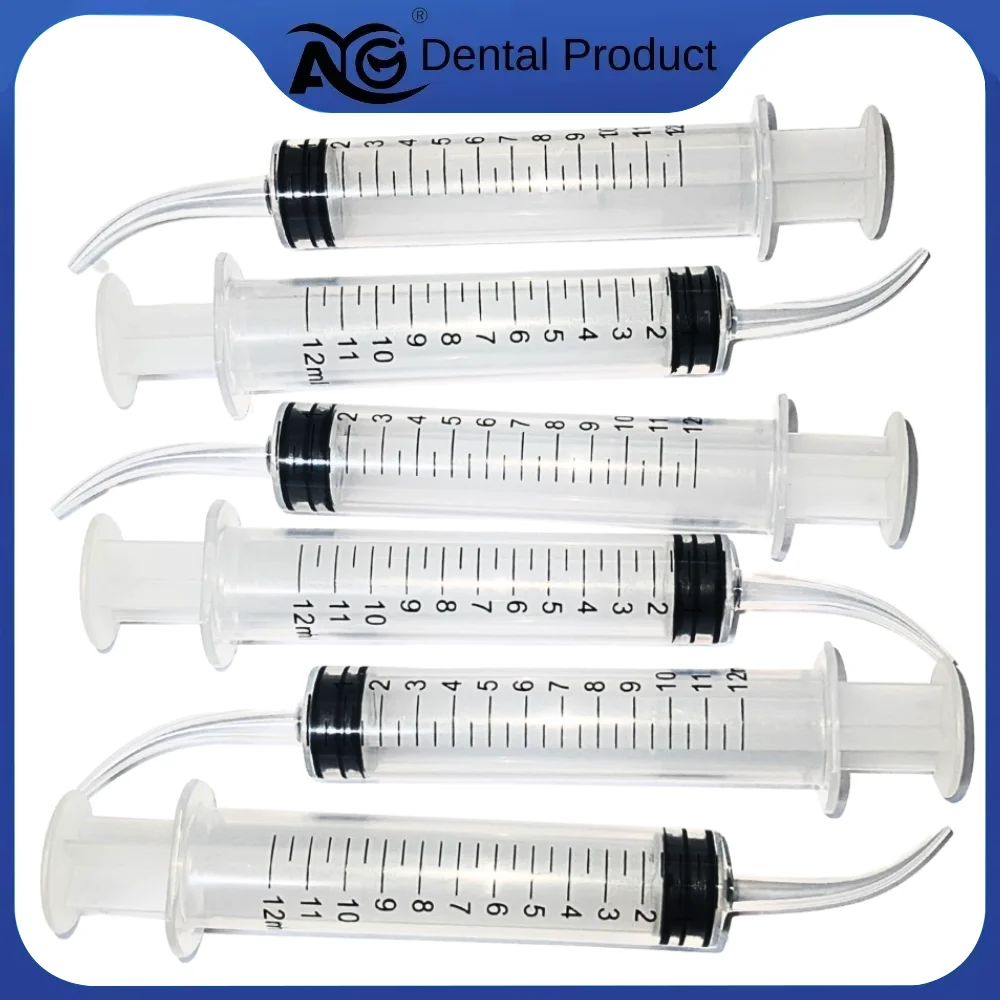 AG Disposable Oral Irrigation Syringe Dental Curved Tip Clear Tube Dentist Tool for Daily Hygiene Care 1/3/5Pcs