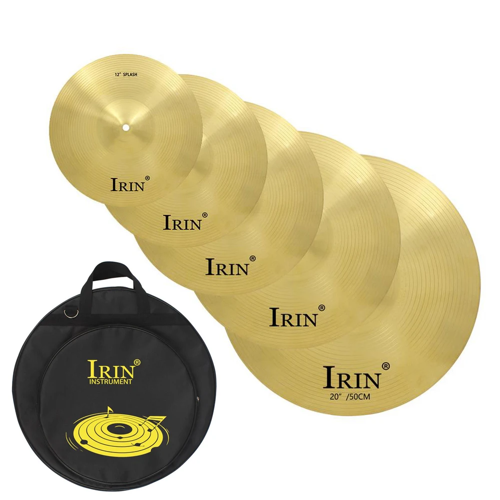 

5pcs/set Brass Alloy Drum Cymbals 12” 14” 16” 18” 20” Brass Drum Kits Cymbal Ride Hi-Hat Crash Splash Cymbals with Carrying Bag