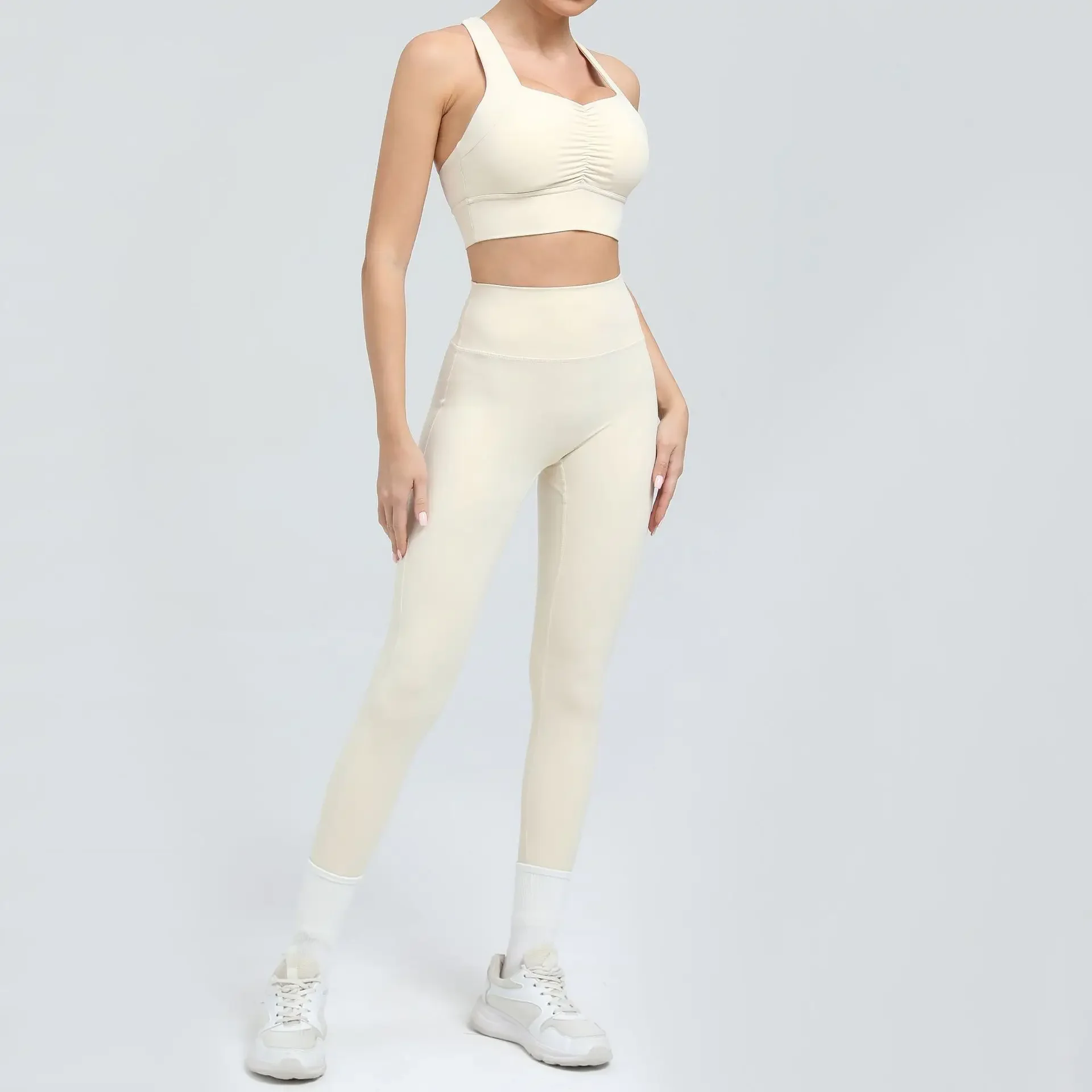 

Women's Seamless Yoga Set High Waisted Butt Lifting Tummy Control 2-Piece Activewear Sports Bra for Fitness Gym Running Yoga Set