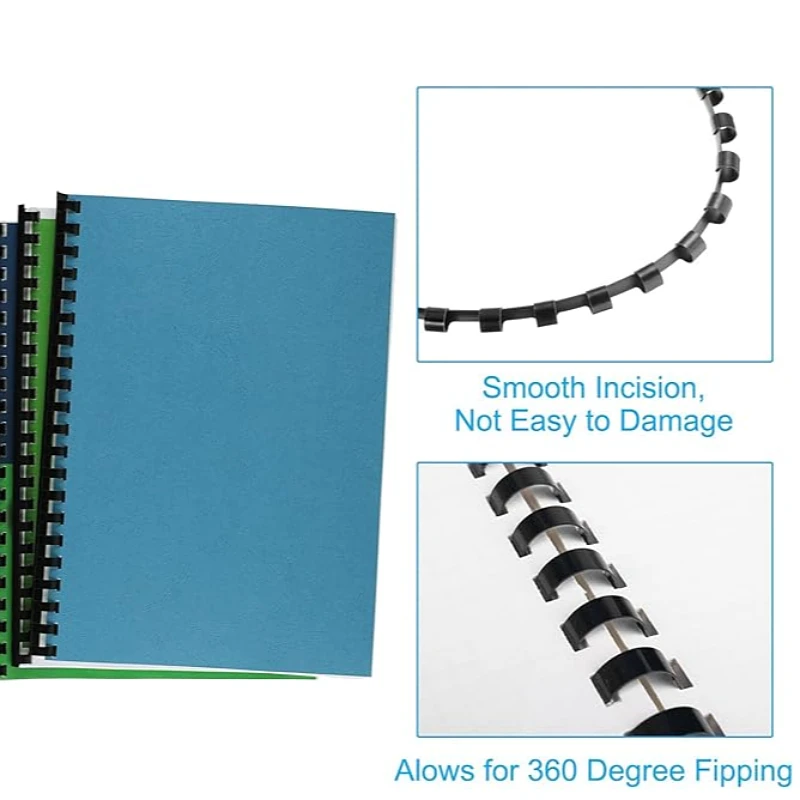 تجليد حلقة مطاطية لفائف مشط بلاستيكي نوع 21 حلقة مستديرة مكتب النص عقد ملزم 100 قطعة