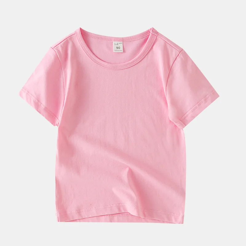 2026 Sommer Kinder T-Shirt Bonbonfarben 100% Baumwolle T-Shirts für Jungen Mädchen Baby Einfarbige Kleidung Kinder T-Shirts Kurzarm T-Shirts – Detail 11