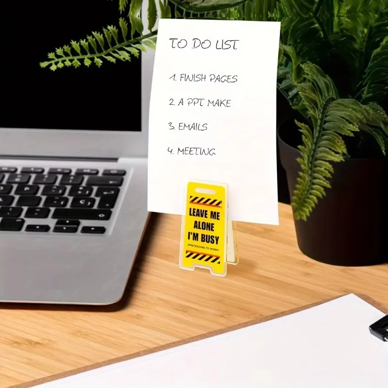 1PC Creative Acrylic Folder Desk Acrylic Sign “Don't Bother Me, I'm Busy” Humorous Office Decoration Sticky Note Holder