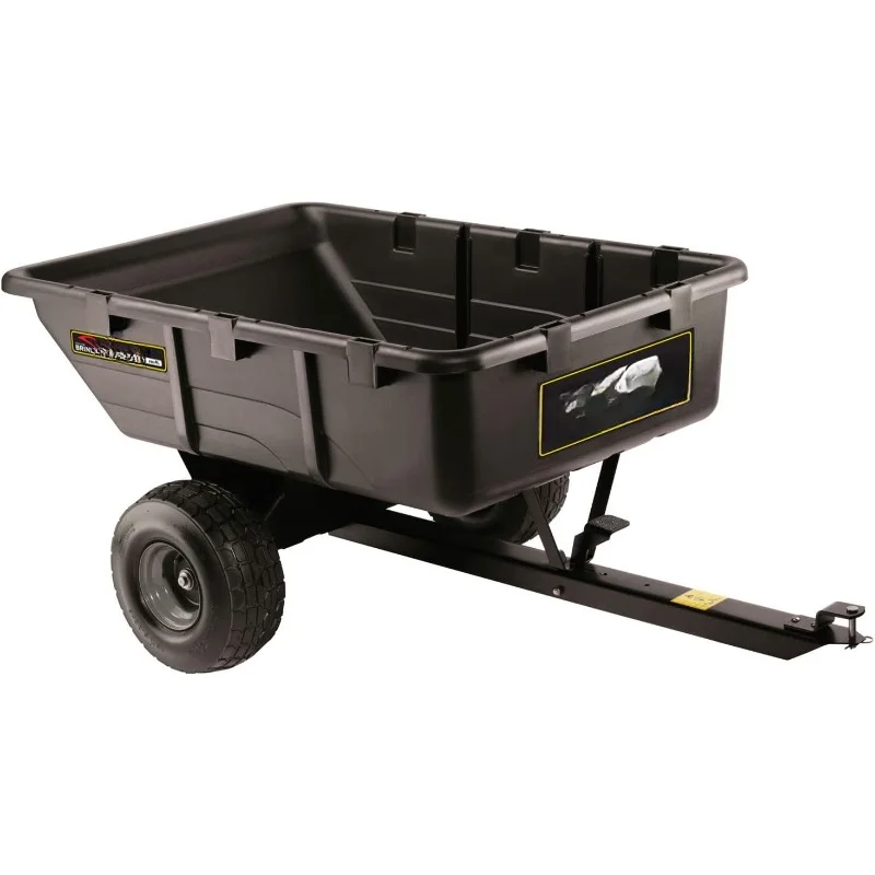 

10 cu.ft. 650lb Heavy Duty Tow-Behind Poly Utility Cart & Dump Trailer with Compression Molded Bed & Built-in Zerk Fitting