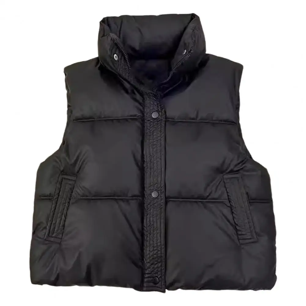 Women Vest Jacket Women's Winter Padded Vest with Zipper Closure Stand-up Collar Windproof Heat Retaining Sleeveless for Outdoor