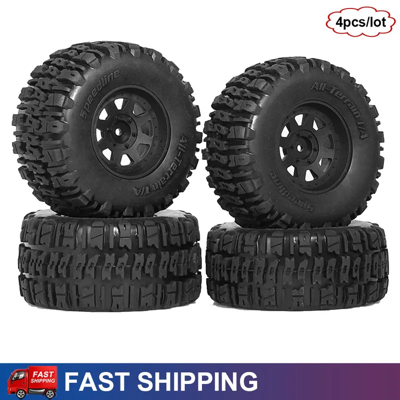 4pcs Short Course Truck Tires Rubber Tyres for 1/10 FS Racing Remo Huanqi 727 RC Car Upgrade Parts Accessories