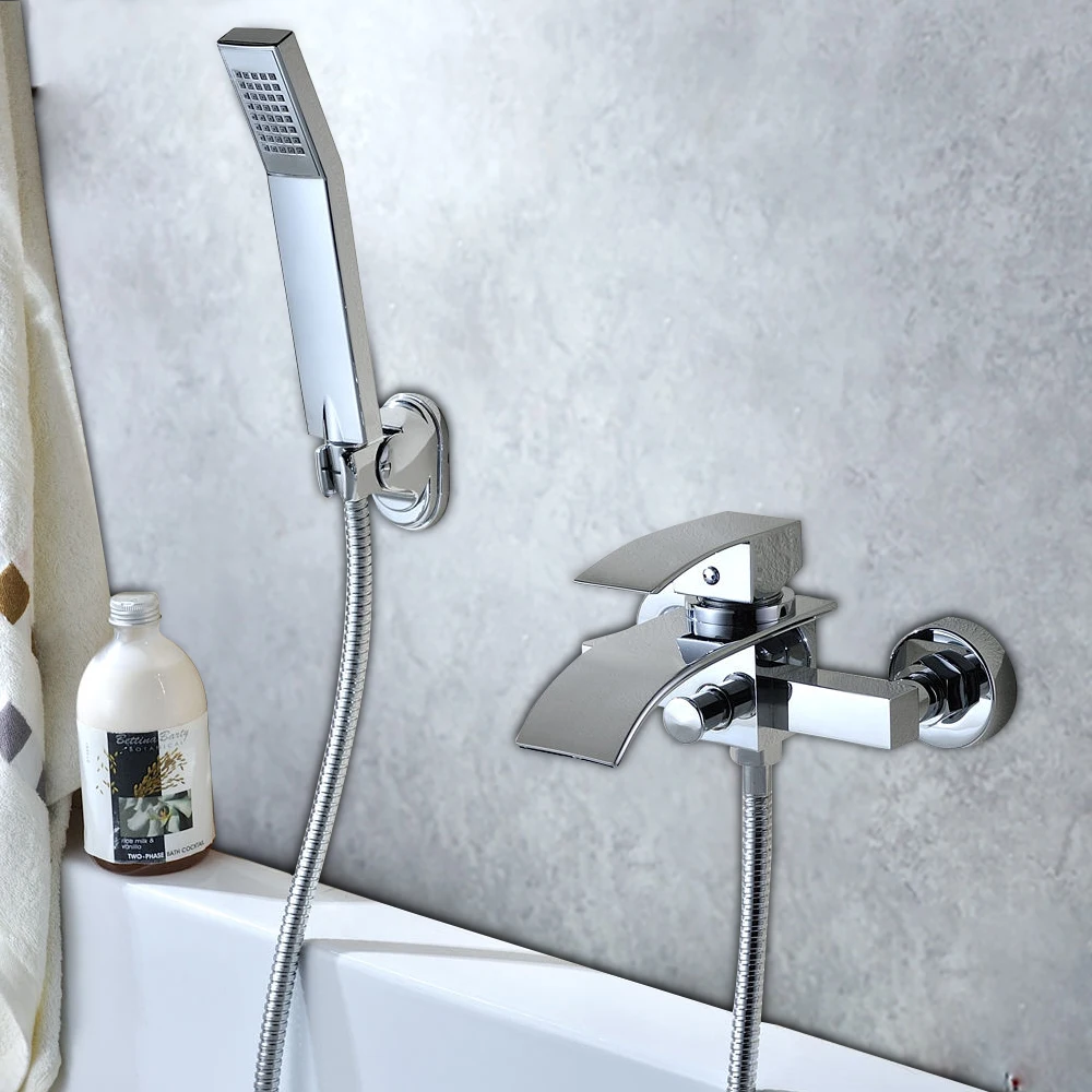 Waterfall Bath Tap Fitting Bath Tap with Hand Shower Single Lever Bath Mixer Shower Hand Shower Set for Bathroom Shower