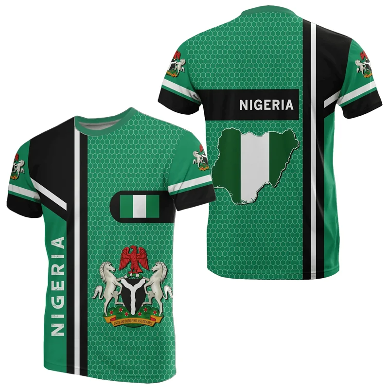 Nigeria Flag Men's T-shirts Nigerian Emblem Graphic Print Africa Clothing Ropa Hombre Summer Oversized Short Sleeve Male Tops