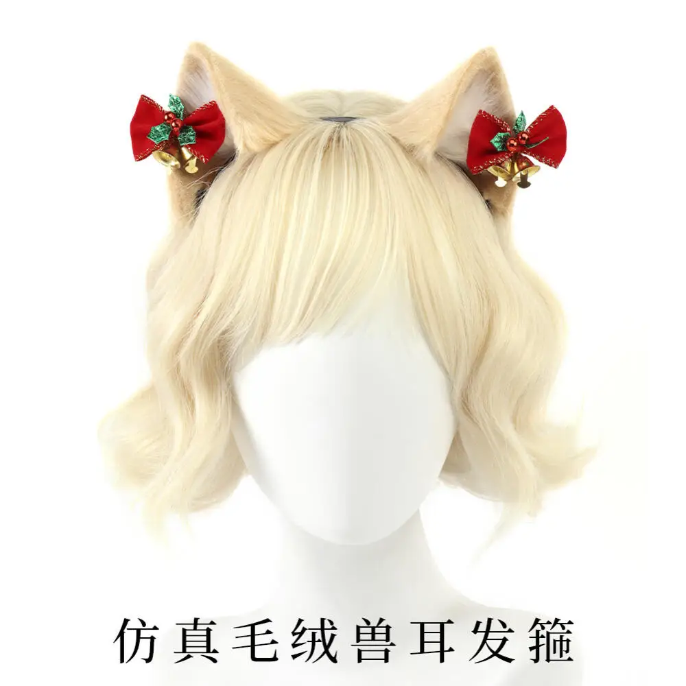 

Christmas Plush Faux Cat's Ears Hair Hoop Simulation Animal Ear Lovely Hair Accessories Diffuse Props Lolita Headband