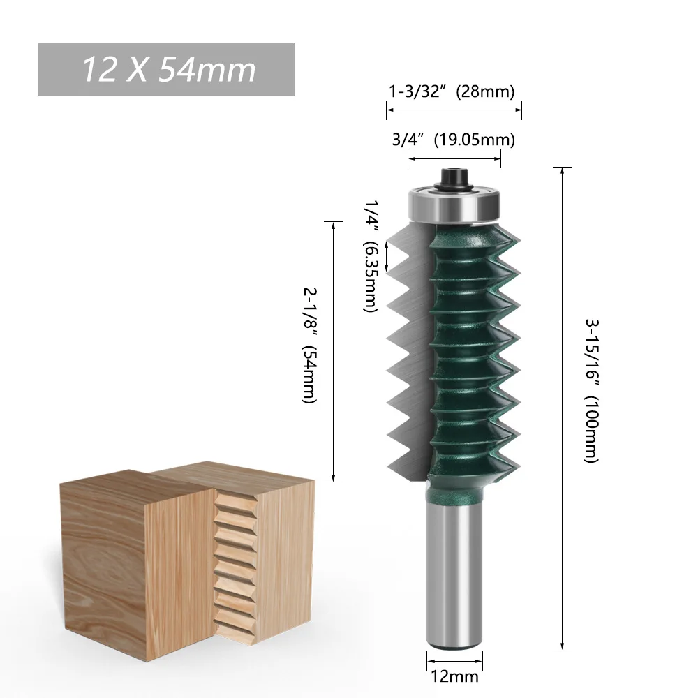 12-handle multi-tooth Mortising Wood Milling Cutter Line Cutter Slotting Cutter Wavy Splicing Cutter Dark Green