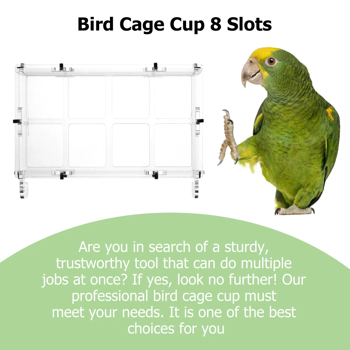 

8 Slots Acrylic Feeder Transparent Bird Cage Cup Parrot Feeding Box Weather Resistant Bird Food Dispenser For Cockatiel Budgie