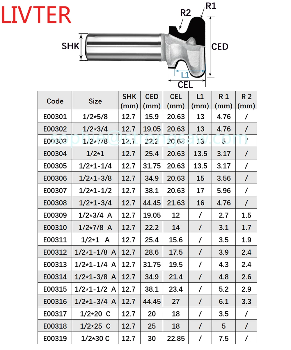 Coltello per cassetto in PCD diamantato Livter, taglierina per scanalature per porte dell\'armadio e maniglie, punta per fresa diamantata per la