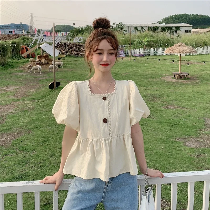 

Рубашки с коротким рукавом, женская блузка с принтом в горошек, простой отложной воротник, облегающая уличная одежда, минималистичный шикарный девичий современный топ