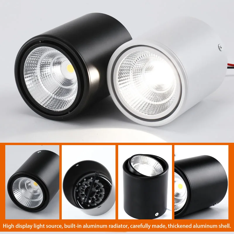 2022 High Quality Rotating LED Downlight COB Surface Mounted Ceiling Lamp CREE Chip 24W20W18W15W12W9W Adjustable Spot Light