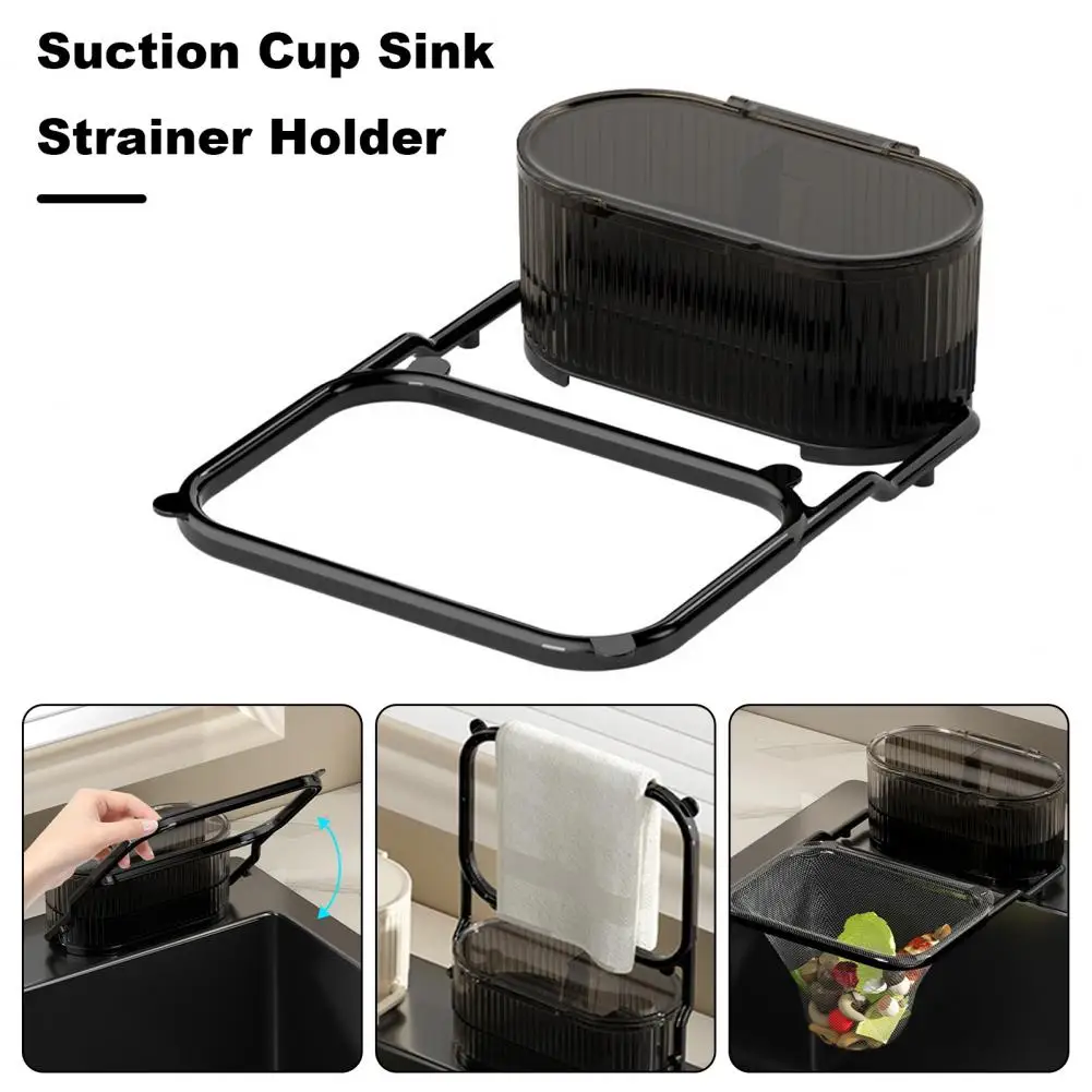 Sink Filter Rack Versatile Storage Drainage Rack Practical Kitchen Accessory for Sink Filter Strainer Holder with Suction Cup