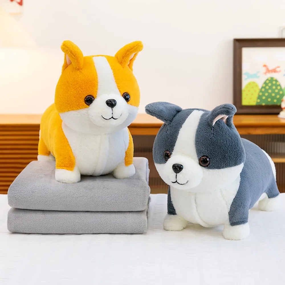 Cute Dog Pillow Cartoon Doll 2-in-1 Pillow Blanket Multipurpose Car Pillow Blanket Birthday Gift