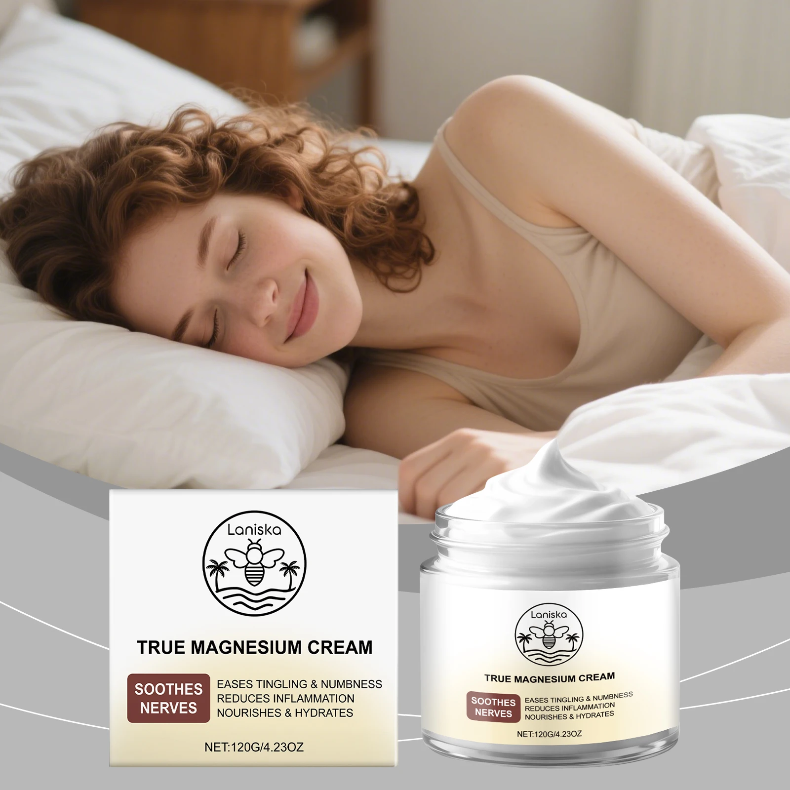 

Laniska Body Care Magnesium Cream Gentle Formula Fine Moisturizing Easily Absorbed Daily Body and Joint Application