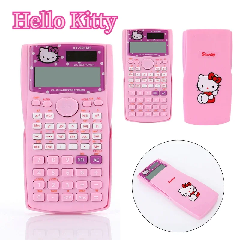 Sanrio Hello Kitty Scientific Calculator Solar Solar Dual Power Supply Calculator For Student Mathematics Dedicated Calculator