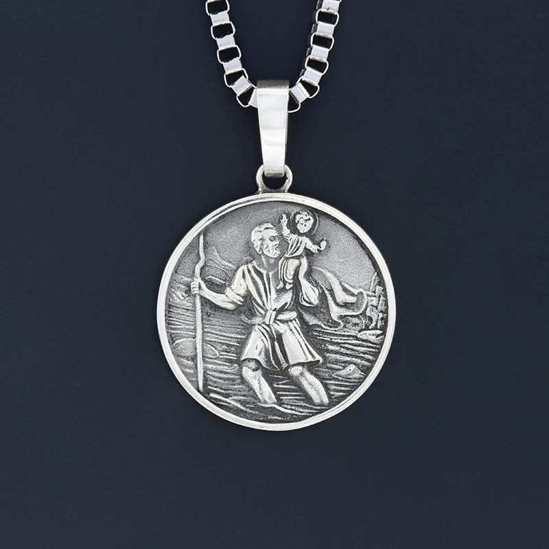 Catholic Medal Blessing From The Holy Father St. Christopher Sterling 925 Silver Pendant