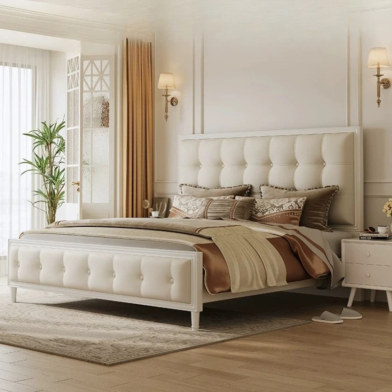 CX Modern Simple White Cream Wind 1.8 Meter 8 Double Bed Master Bedroom Bed