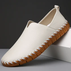 Handmade Shoes Man New Casual Fashion Embossed Leather Retro British Style Loafers Mens Slip-on Comfortable Outdoor Moccasins