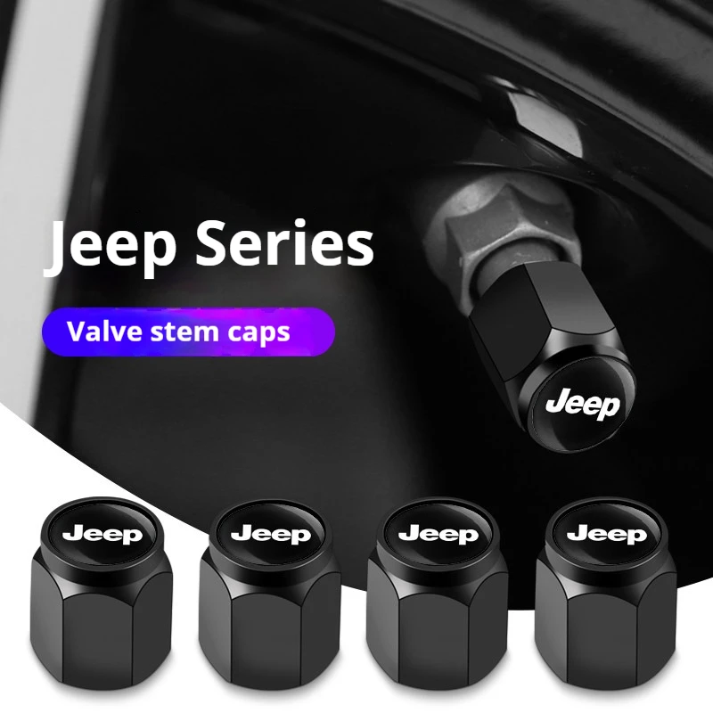 

Alloy Car Tire Valve Stem Caps 4Pcs For Jeep Renegade Wrangler JK JL Grand Anti-Dust Anti-Leak Wheel Valve Cover Accessories