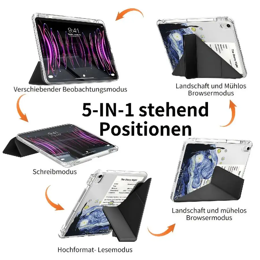 Starry Night Art Pattern Tablet Case For iPad Pro 11th 10th 9th 8th 7th 12.9inch Pro 2025 Mini 6 7 Air 4 5 M3 M2 1 2 M4 11inch