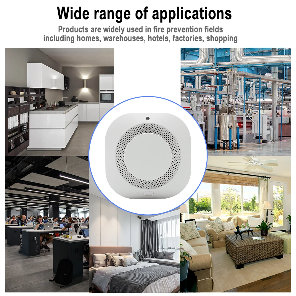 Tuya Smart Zigbee/Wifi Smoke Detector Smart Fire Fire Protection Home Security Alarm Sound Light Alarm APP Control