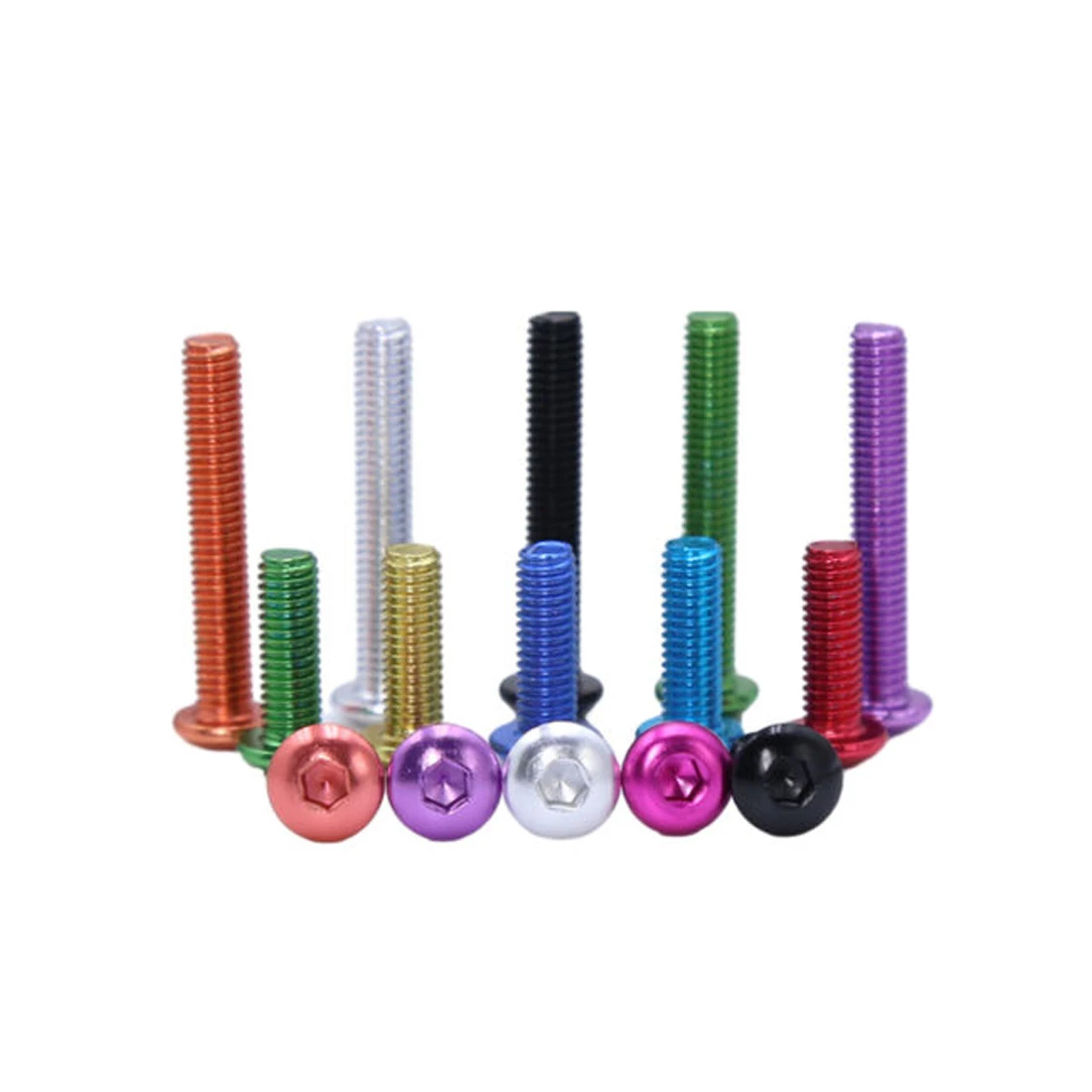 10PCS 7075 Aluminum Button Head Screw M3 M4 M5 M6*5/6/8/10/12/16/20/25 Colourful Aluminum Hex Socket Round Head Screw