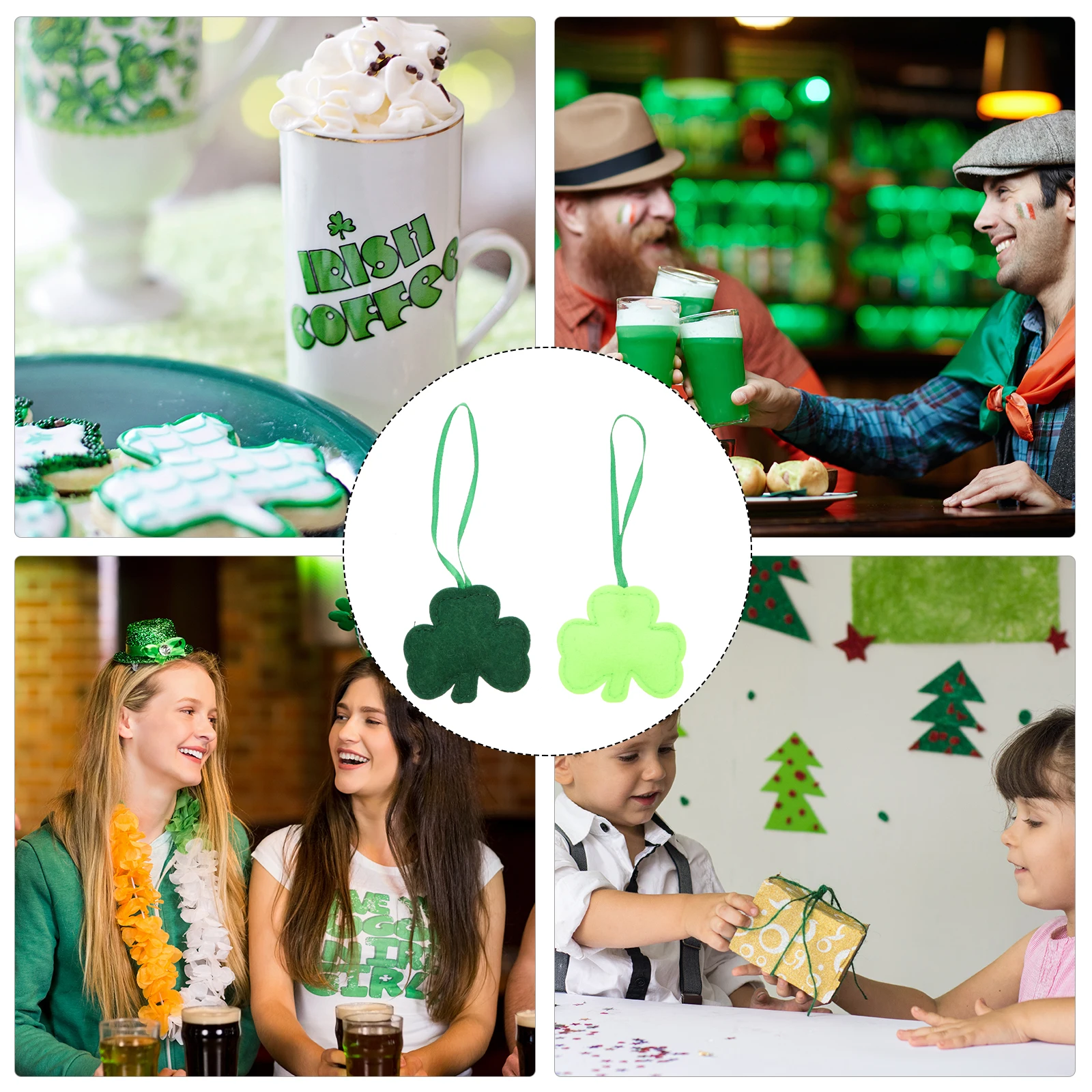 

24pcs Clover Hanging Decorations Green Felt St Patrick Day Party Supplies Shamrock Pendant Holiday Accessories