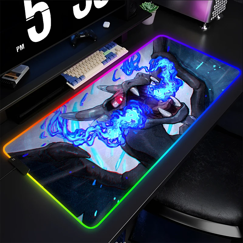 

Резиновый коврик для мыши с подсветкой P-Pokemon Charizard, игровой настольный коврик, компьютерный коврик для мыши в стиле аниме, RGB коврик для мыши, аксессуары для игровой клавиатуры, коврик для мыши