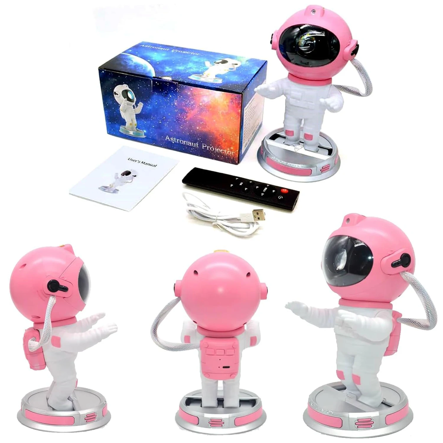 Pink Astronaut Galaxy Nebula Star Projector with Timer Remote Control 360° Adjustable Starry Night Light Kids Room Home Decor