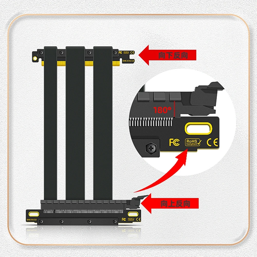 Imagem -02 - Placa de Vídeo Gráfica de Alta Velocidade Reversa Dupla Cabo Riser para Gpu Placa de Extensão Gpu 170 Mm250 mm a4 Itx Chassis Pci-e 5.0x16