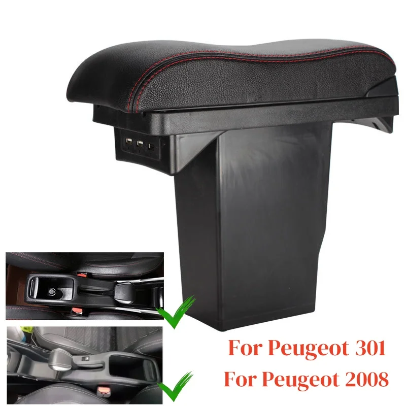 

Car Armrest Box for Peugeot 2008 2012-2018 for Peugeot 301 Retrofit parts Interior details Center Storage Box With USB