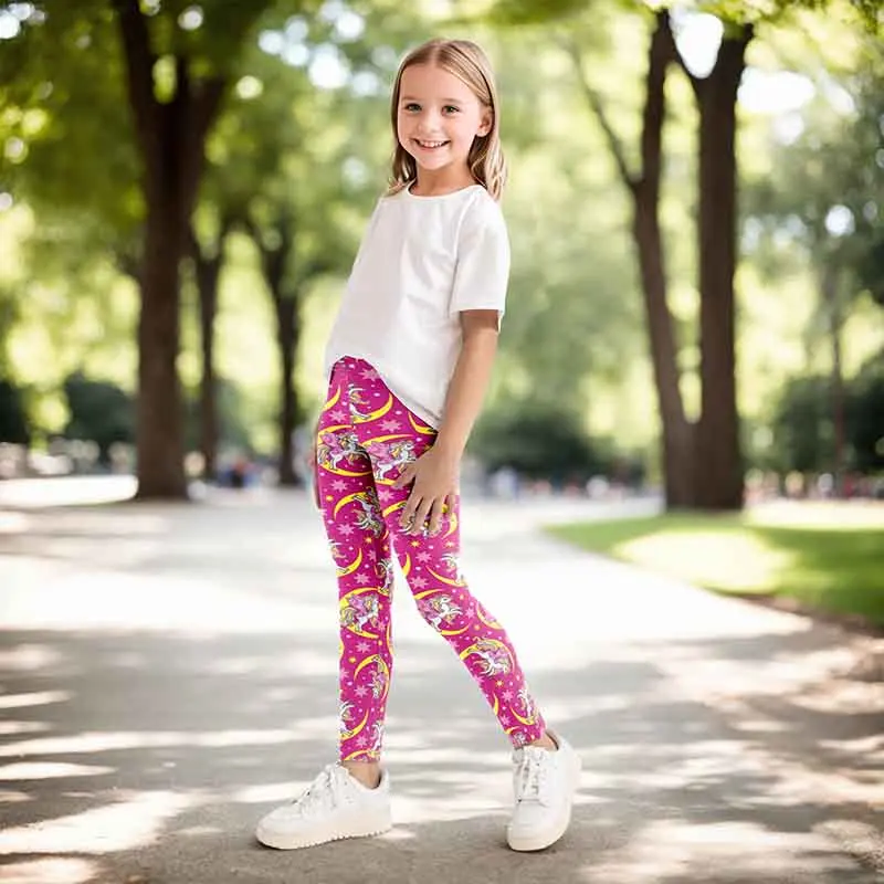 Kids Girls Leggings Casual Soft Comfortable Milk Silk Pants for Baby Girls Cartoon Printing Sports Pants Children Clohing 4-12Y