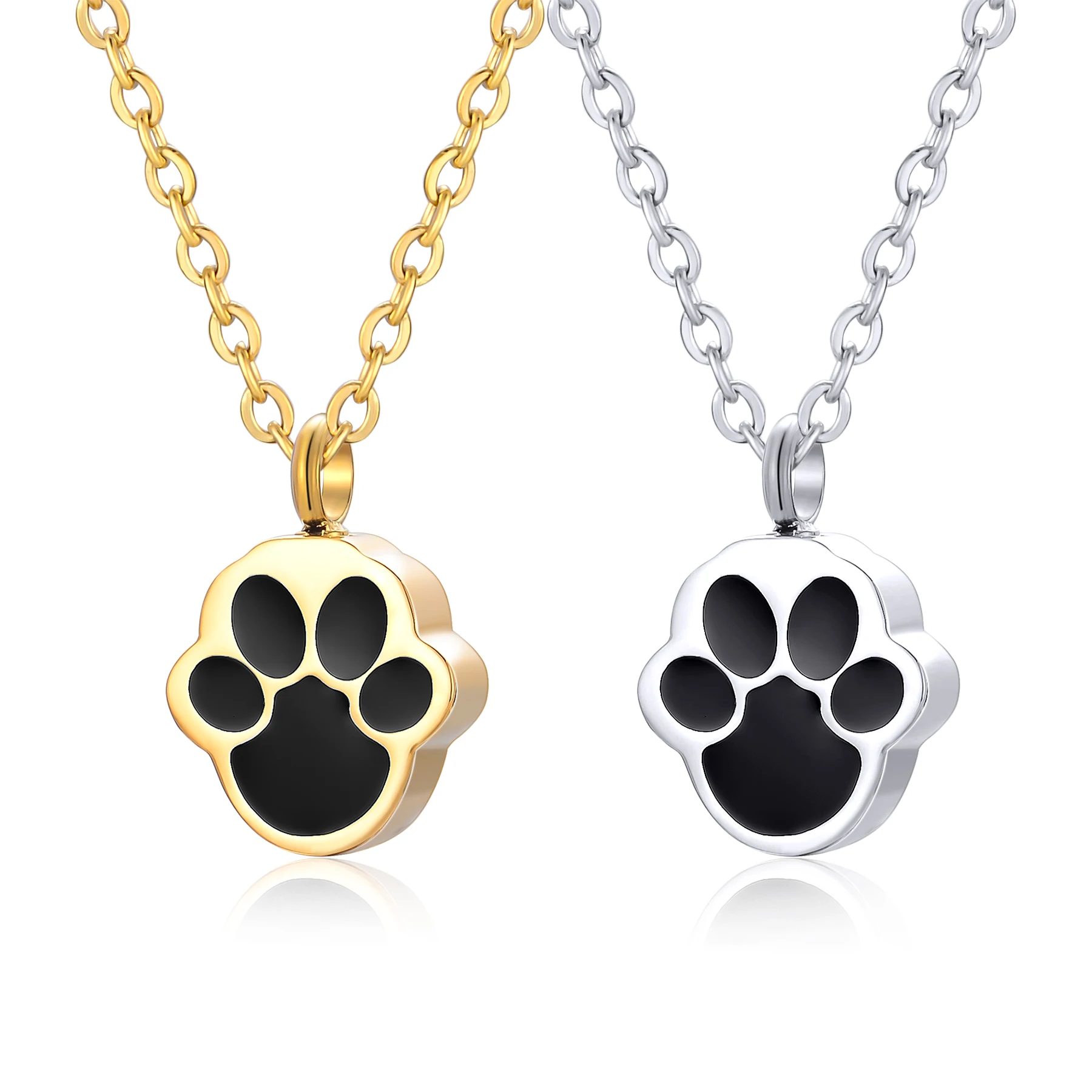 Dropship Stainless Steel Urn Pendant Necklaces for Ashes Dog Pet Paw Print Cremation Jewelry Keepsake Memorial With Filling kit