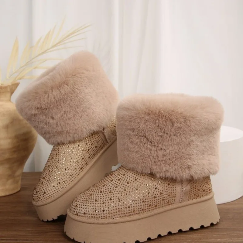 

Snow Boots Winter New Platform Cotton Shoes Warm Plus Fluff Hair Trousers Boots Plus Size Women's Shoes