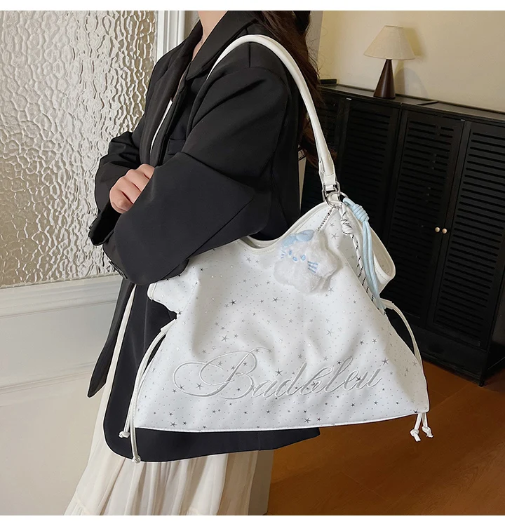 Y2k Fashion Letter Printing Pattern Shoulder Bag for Women 2026 Sweet Girls Vintage Casual Tote Bag Handbags Large Capacity Bag