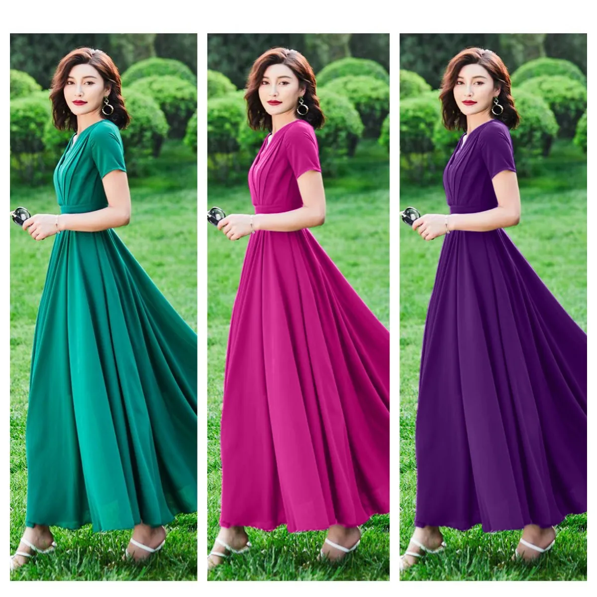 MJFZ#Chiffon Long Evening Dress Cheap Wholesale Chinese Plus Size Graduation Homecoming Wedding Party Prom Women's Dresses