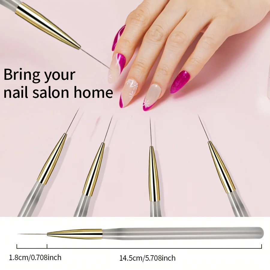 Pennello da disegno per nail art con linea sottile, penna per nail art di precisione per modelli e linee intricati, strumento professionale per unghie per l'inverno