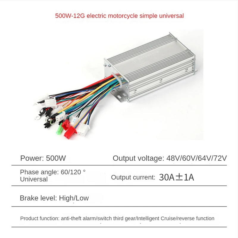 48V 60V 500W Hub Motor Controller 12Mos MAX 30A for Electric Bike E-Scooter Motorcycle Bldc Motor Controller