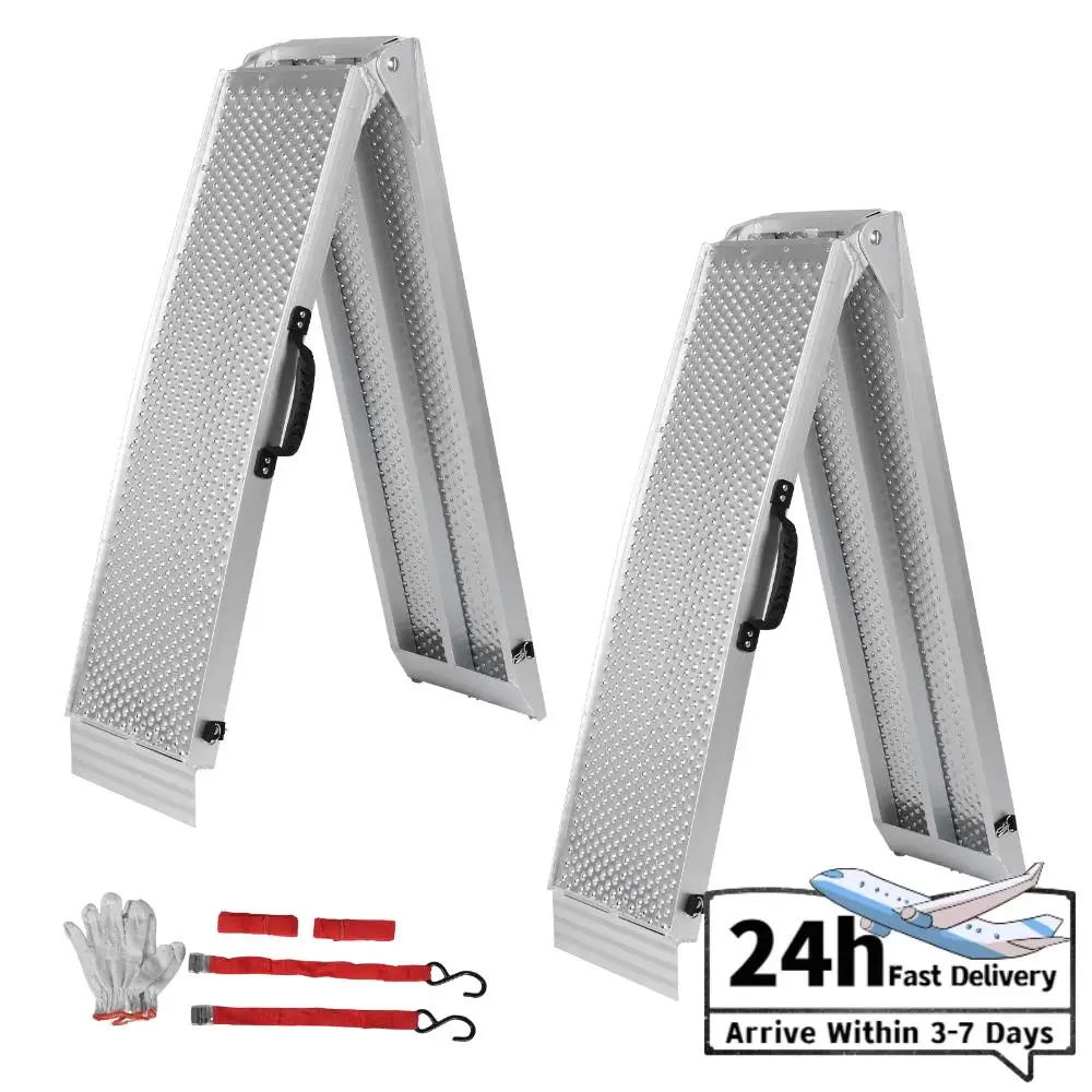 

2 шт. 85-дюймовые алюминиевые складные пандусы для погрузки с ручкой, складные пандусы для грузовиков, мотоциклов, газонокосилок, UTV и другого транспорта