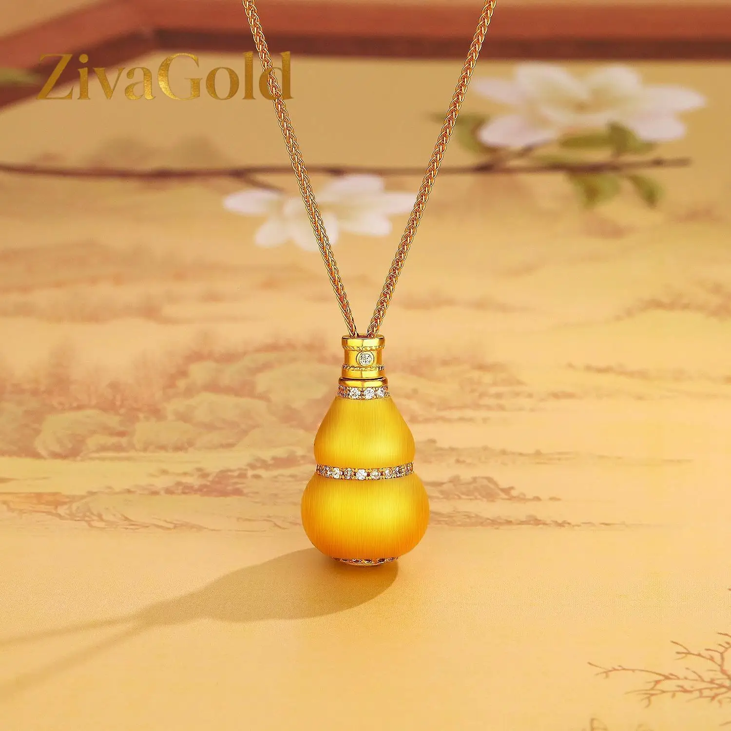 

ZivaGold 24K колье-подвеска из настоящего золота 999 пробы в форме тыквы «Бог богатства» с бриллиантовым дизайном, женское модное украшение на ключицу