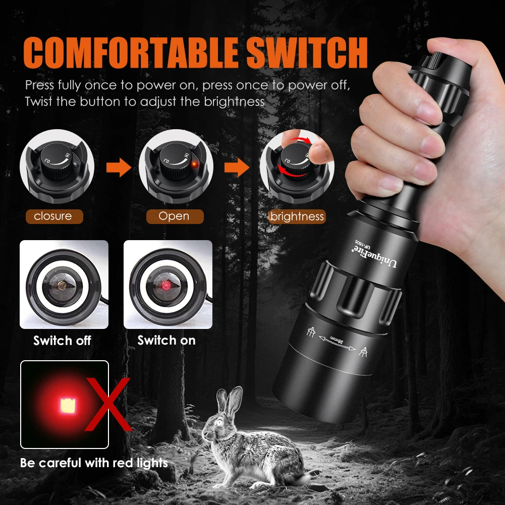 

UniqueFire 1605 T38 IR850nm LED FlashLight Dimmer Switch illuminator USB Rechargeable Infrared Torch for Night Vision Hunting