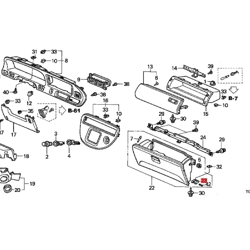 Suitable for 2006- Ho nd aC iv ic Ac co rd Fi tF en gf an Cl as si c Od ys se y Glove box pivot shaft Glove box hinge