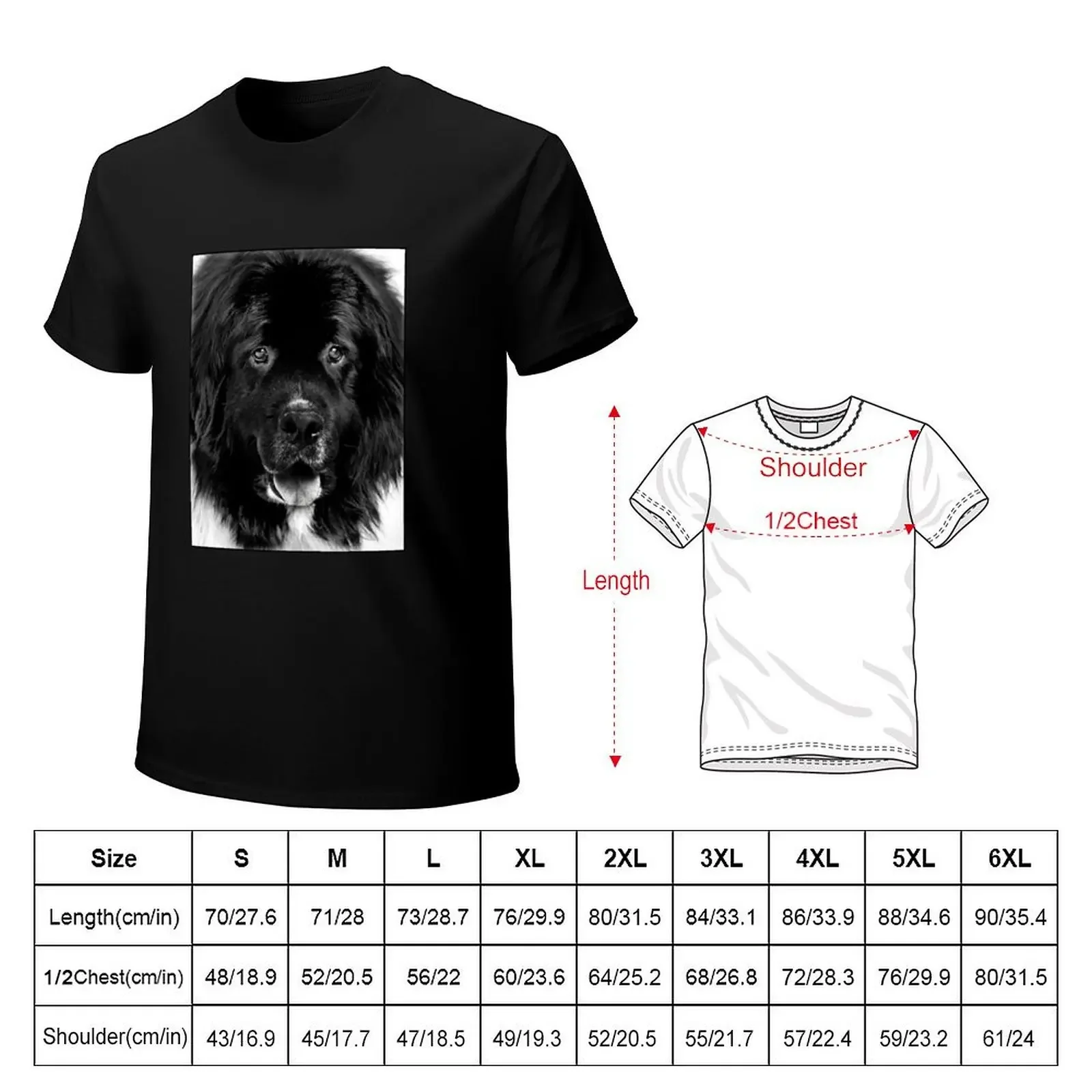 Newfoundland Dog Portrait in Black and White T-Shirt man clothes plus size clothes fitted t shirts for men